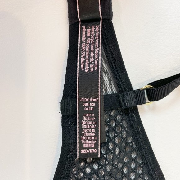 NWOT Victoria's Secret Bra 32D Unlined Demi Black Lace - Picture 9 of 11